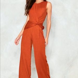 Nasty Gal NWT Rust Wide-Leg Jumpsuit with Back Bow